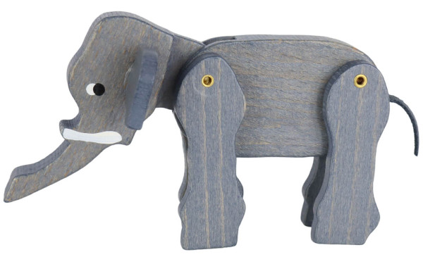 Miniatur Elefant, beweglich, 18 cm, farbig von Seiffen.COM_1