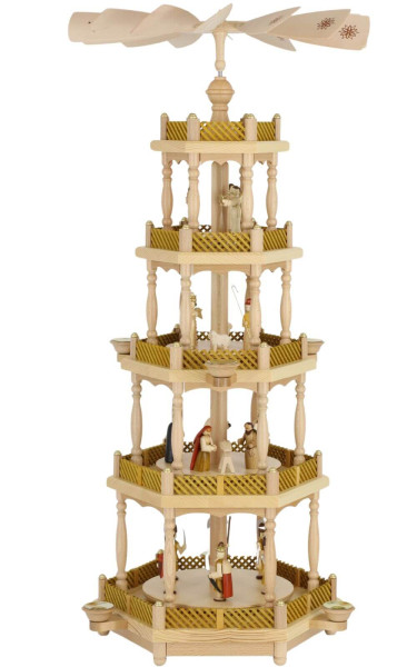 Christmas pyramid Nativity, natural, 4-tier by Richard Glässer_1