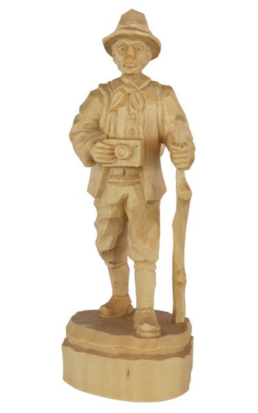 Hiker, carved, natural, 20 cm by Schnitzkunst aus dem Erzgebirge