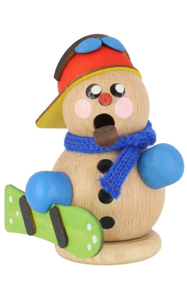 Smoking man snowman with snowboard, natural by Gerd Hofmann_1