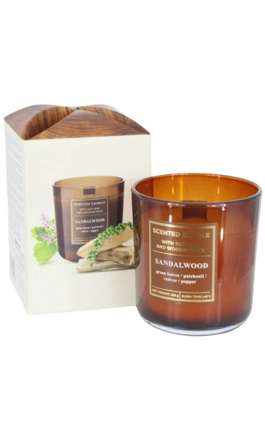 EWA scented candle Wooden Wick Sandalwood Ø 80 mm x 90 mm height