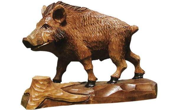 Wild boar, stained, carved, 7 cm by Schnitzkunst aus dem Erzgebirge